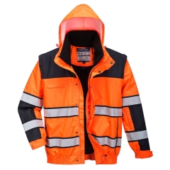 Blouson haute visibilité 3 en 1 modulable toutes saisons Orange/noir – Portwest C466