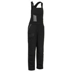 Cotte à bretelles bicolore coton matelassée multipoches Noir/gris – Portwest CD112