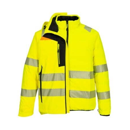 Parka 4 en 1 haute visibilité classe 3 imperméable Jaune/noir – Portwest DX466