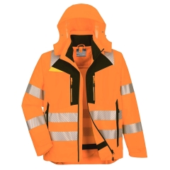 Parka 4 en 1 haute visibilité classe 3 imperméable Orange/noir – Portwest DX466