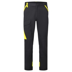 Pantalon de travail coton léger bicolore multipoches WX1 Noir/jaune – Portwest CD131