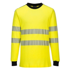 Tee-shirt manches longues ignifugé haute visibilité antistatique Jaune/noir – Portwest FR701