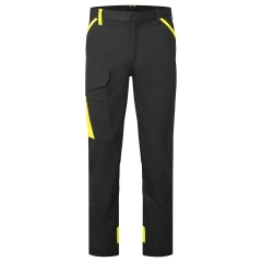 Pantalon de travail bicolore en coton multipoches WX1 Noir/jaune – Portwest CD111