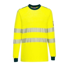Tee-shirt manches longues ignifugé haute visibilité antistatique Jaune/marine – Portwest FR701