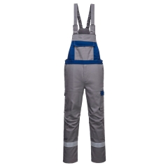 Cotte à bretelles bicolore ignifugée multi-risques Bizflame Ultra Gris – Portwest FR07