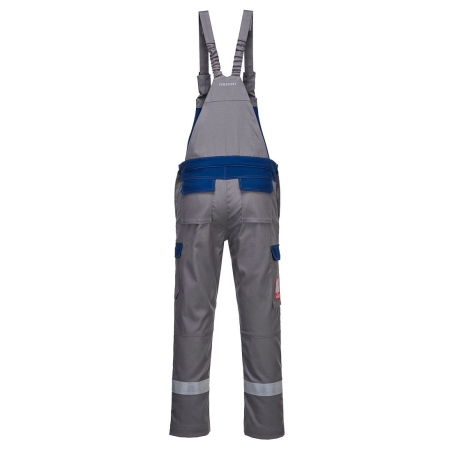 Cotte à bretelles bicolore ignifugée multi-risques Bizflame Ultra Gris – Portwest FR07
