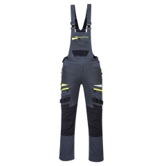 Cotte à bretelles stretch 4 voies multipoches avec genouillères Gris métal – Portwest DX441