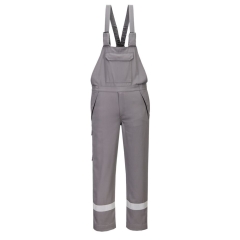 Cotte à bretelles multirisques ignifugée antistatique 280 g Gris – Portwest FR418
