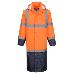 Manteau de pluie haute visibilité contraste 122 cm classe 3 Orange/marine – Portwest H446