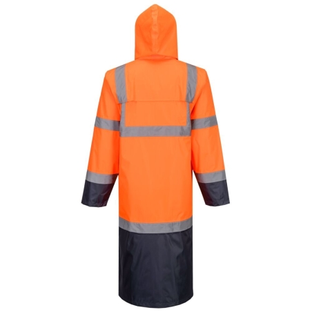 Manteau de pluie haute visibilité contraste 122 cm classe 3 Orange/marine – Portwest H446