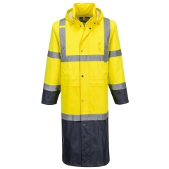 Manteau de pluie haute visibilité contraste 122 cm classe 3 Jaune/marine – Portwest H446
