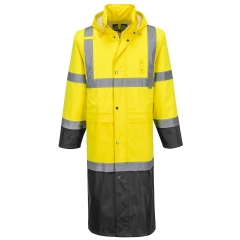 Manteau de pluie haute visibilité contraste 122 cm classe 3 Jaune/noir – Portwest H446