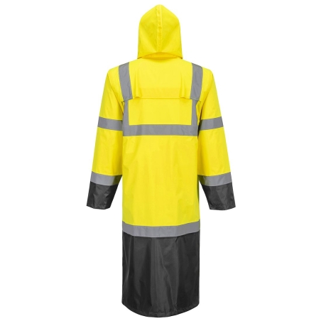 Manteau de pluie haute visibilité contraste 122 cm classe 3 Jaune/noir – Portwest H446