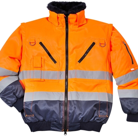 Blouson pilote 3 en 1 haute visibilité classe 3 Orange/marine – Portwest PJ50