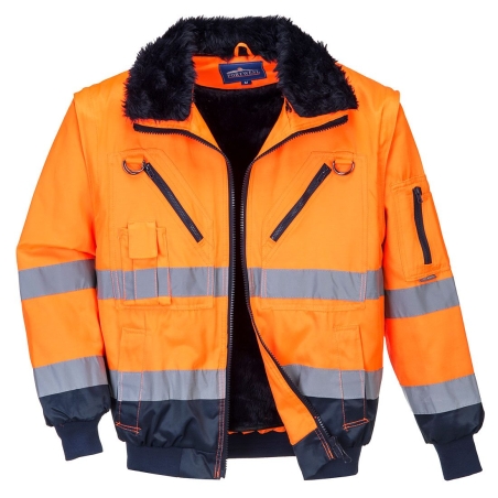Blouson pilote 3 en 1 haute visibilité classe 3 Orange/marine – Portwest PJ50