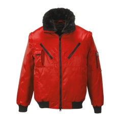 Blouson pilot manches amovibles imperméable multipoches Rouge – Portwest PJ10