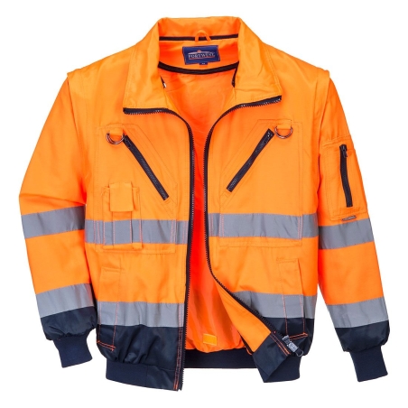 Blouson pilote 3 en 1 haute visibilité classe 3 Orange/marine – Portwest PJ50