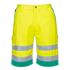 Short haute visibilité léger poly-coton jusqu'aux genoux Jaune/théal – Portwest L043