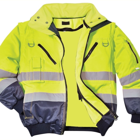 Blouson pilote 3 en 1 haute visibilité classe 3 Jaune/marine – Portwest PJ50