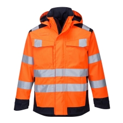 Veste de pluie doublée multirisque arc électrique Modaflame Orange/marine – Portwest MV70