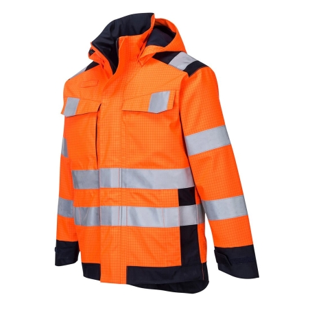 Veste de pluie doublée multirisque arc électrique Modaflame Orange/marine – Portwest MV70