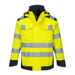 Veste de pluie doublée multirisque arc électrique Modaflame Jaune/marine – Portwest MV70