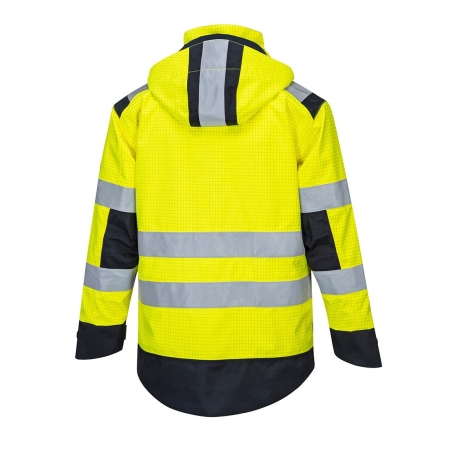 Veste de pluie doublée multirisque arc électrique Modaflame Jaune/marine – Portwest MV70