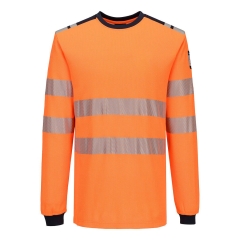 Tee-shirt manches longues haute visibilité ignifugé antistatique Orange/marine – Portwest FR736