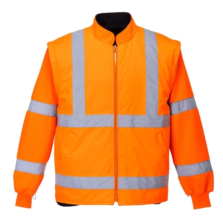 Parka 5 en 1 haute visibilité imperméable classe 3 Orange/marine – Portwest S766