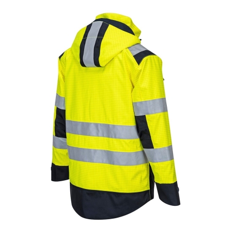 Veste de pluie doublée multirisque arc électrique Modaflame Jaune/marine – Portwest MV70
