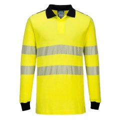 Polo manches longues haute visibilité ignifugé modacrylique Jaune/noir – Portwest FR702