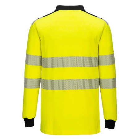 Polo manches longues haute visibilité ignifugé modacrylique Jaune/noir – Portwest FR702