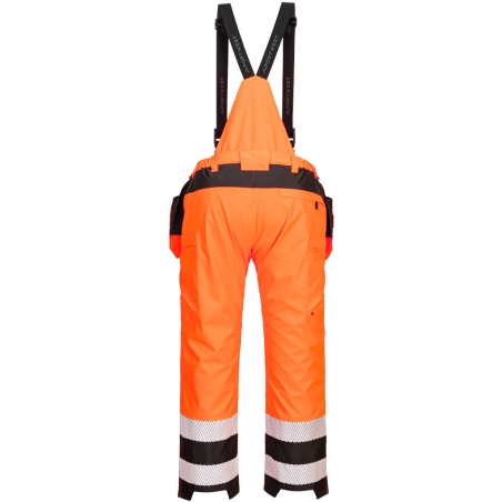 Pantalon de pluie à bretelles haute visibilité classe 2 Orange/noir – Portwest PW356