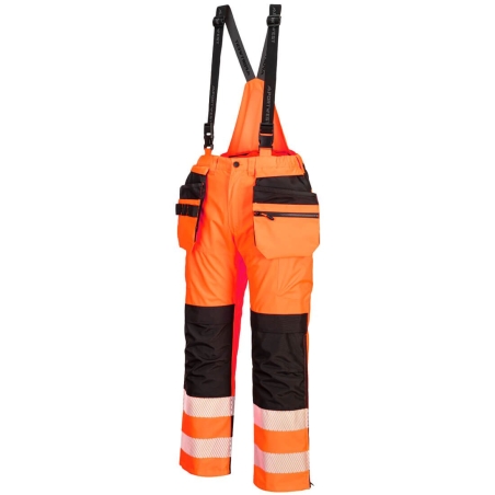 Pantalon de pluie à bretelles haute visibilité classe 2 Orange/noir – Portwest PW356