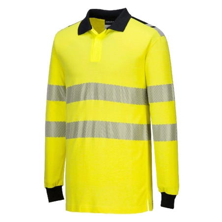 Polo manches longues haute visibilité ignifugé modacrylique Jaune/noir – Portwest FR702