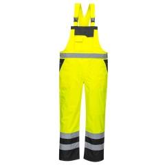 Cotte à bretelles haute visibilité imperméable classe 2 Jaune/noir – Portwest S488