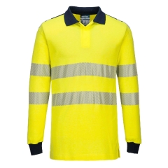 Polo manches longues haute visibilité ignifugé modacrylique Jaune/marine – Portwest FR702