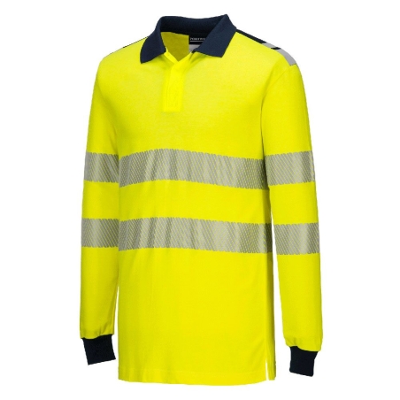 Polo manches longues haute visibilité ignifugé modacrylique Jaune/marine – Portwest FR702