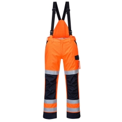 Pantalon de pluie multi normes arc électrique haute visibilité Orange/marine – Portwest MV71