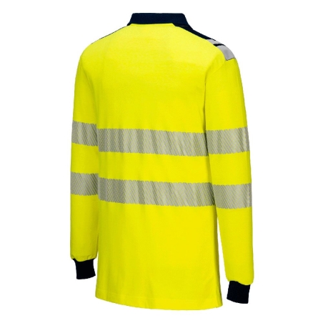 Polo manches longues haute visibilité ignifugé modacrylique Jaune/marine – Portwest FR702
