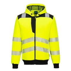 Sweat à capuche zippé haute visibilité classe 2/3 Jaune/noir – Portwest PW327