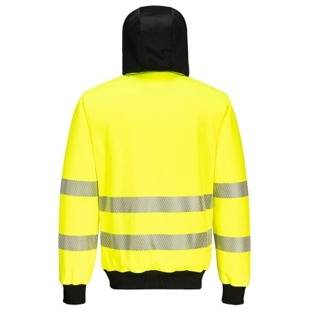 Sweat à capuche zippé haute visibilité classe 2/3 Jaune/noir – Portwest PW327