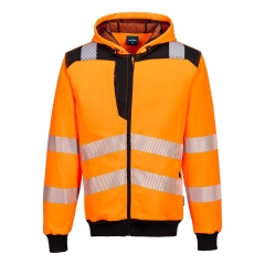 Sweat à capuche zippé haute visibilité classe 2/3 Orange/noir – Portwest PW327