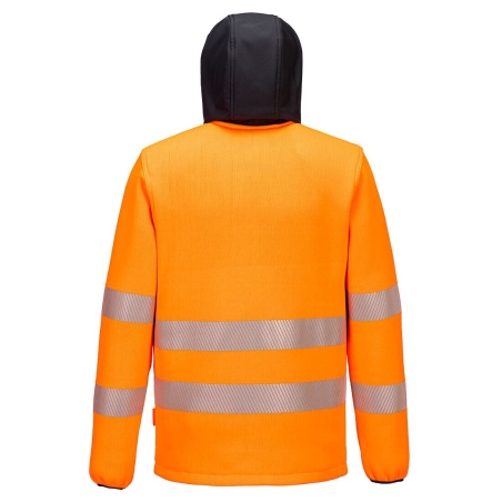 Polaire technique haute visibilité capuche réglable multipoches Orange/noir – Portwest PW335
