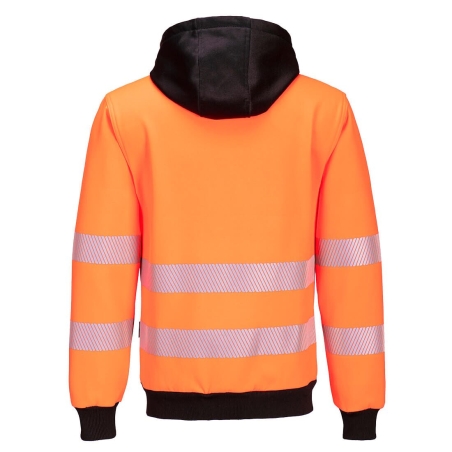 Sweat à capuche zippé haute visibilité classe 2/3 Orange/noir – Portwest PW327