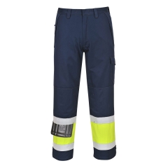 Pantalon haute visibilité multirisque ignifugé antistatique arc électrique Jaune/marine – Portwest MV26