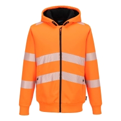 Sweat à capuche zippé sherpa haute visibilité classe 3 Orange – Portwest PW321
