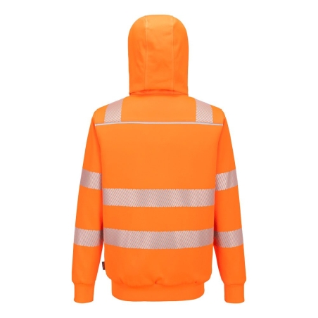 Sweat à capuche zippé sherpa haute visibilité classe 3 Orange – Portwest PW321