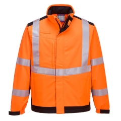 Veste softshell multirisque arc électrique haute visibilité Orange/marine – Portwest MV72