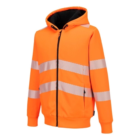 Sweat à capuche zippé sherpa haute visibilité classe 3 Orange – Portwest PW321